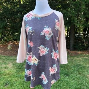 Raglan Flower Print Top 🌹